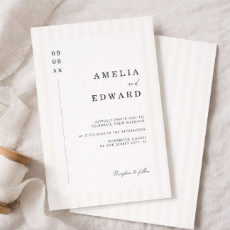 Stripe Elegant Typography Modern Minimal Wedding Invitation