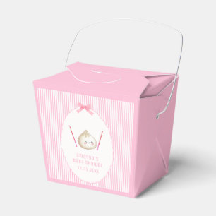 Stripe Girl Kawaii Bow Asian Dumpling Baby Shower Favor Box