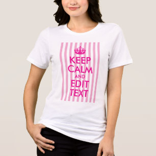Stripe Hot Pink Keep Calm and Edit Text Tri-Blend Shirt