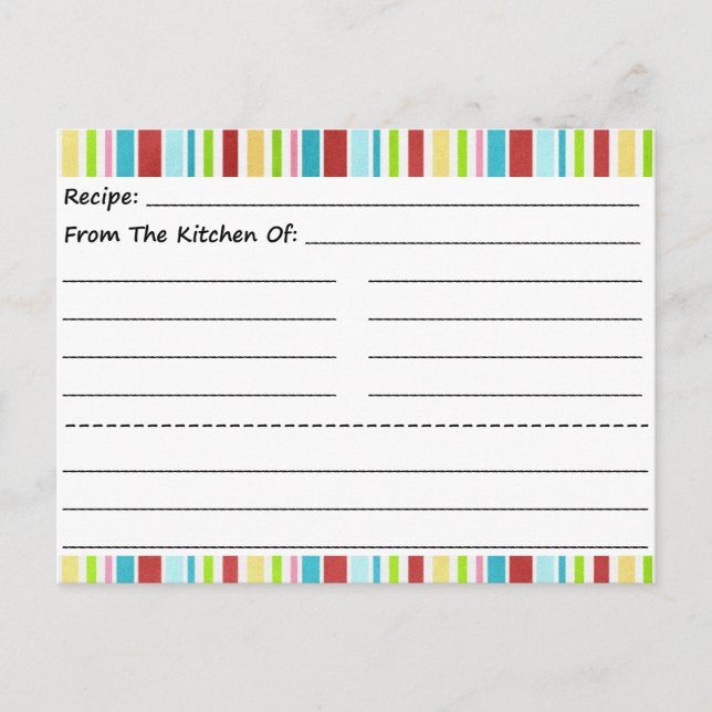 Stripe It Up Blank Recipe Cards (Front)