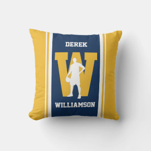 Stripe Navy and Gold Basketball Throw Pillow
