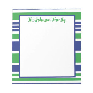 Stripe Navy Blue and Kelly Green Notepad
