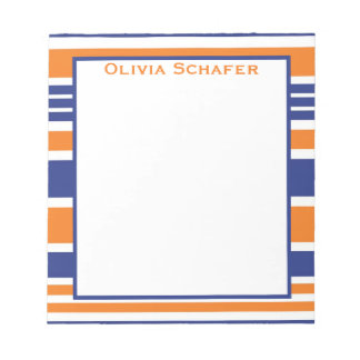 Stripe Orange and Navy Blue Notepad