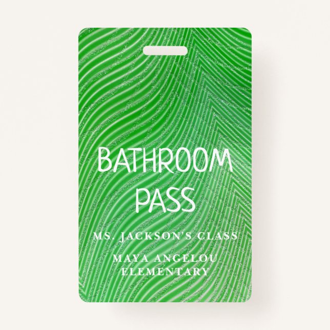 Stripe Pattern Back To School Bathroom Hall Pass   Badge (Back)