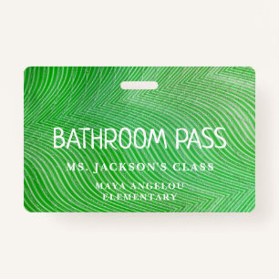 Stripe Pattern Back To School Bathroom Hall Pass Badge