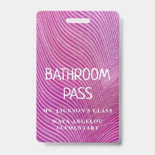 Stripe Pattern Back To School Bathroom Hall Pass   Badge