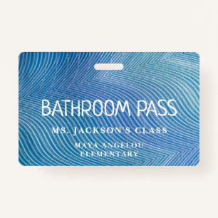 Stripe Pattern Back To School Bathroom Hall Pass   Badge