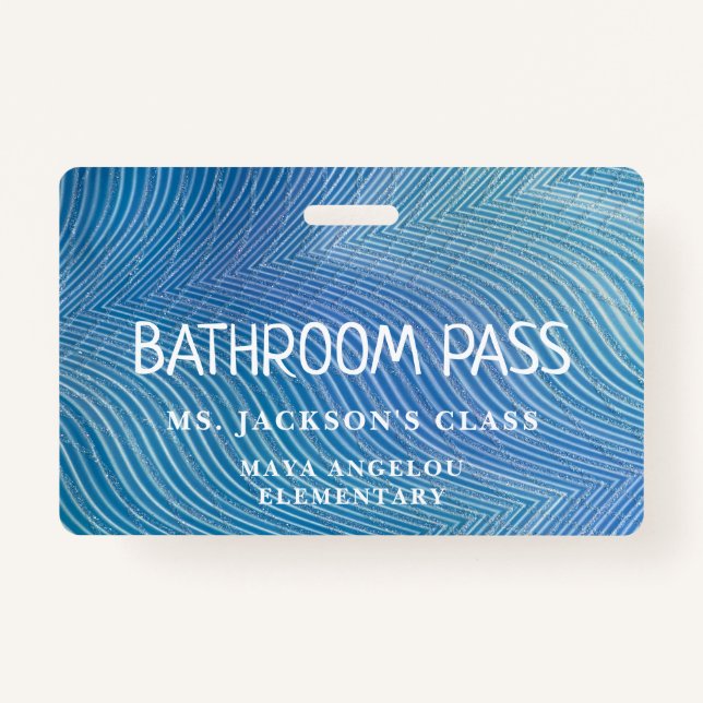 Stripe Pattern Back To School Bathroom Hall Pass   Badge (Back)