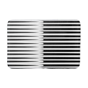 Stripe Pattern Black White Unique Abstract Stylish Bath Mat