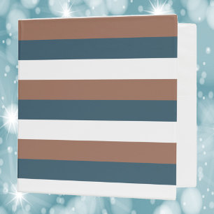 Stripe Pattern Brown Teal White Binder