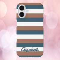 Stripe Pattern Brown Teal White Personalize