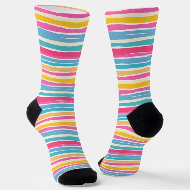 Stripe Pattern Colour Happy Socks (Angled)