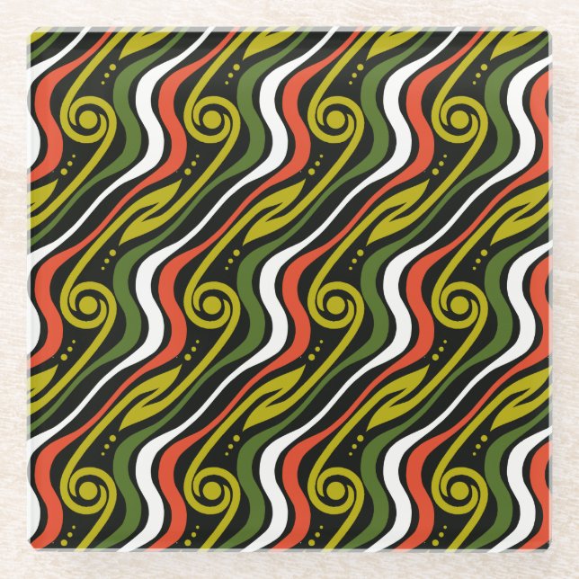 stripe pattern glass coaster (Front)