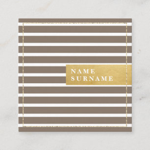Stripe Pattern Glitter Pewter Square Business Card