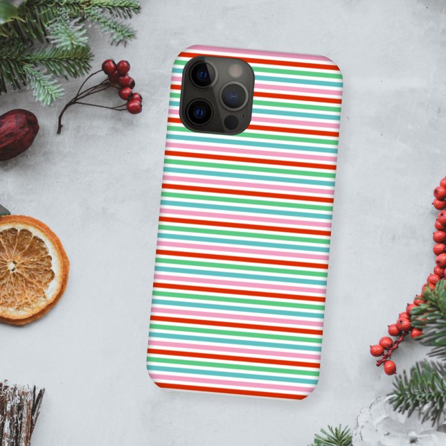 Stripe Pattern | Modern Colourful Christmas Cheer Case-Mate iPhone Case (Creator Uploaded)