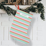 Stripe Pattern | Modern Festive Colourful Small Christmas Stocking<br><div class="desc">Stylish, cute christmas candy stripe stocking in striking shades of red, green, blue and pink in a modern, 'scandi 'scandinavian design style. Perfect decor to dress your home for the festive holiday season or any time of the year! Part of our Festive Stripe Collection, with a range of complimentary products...</div>