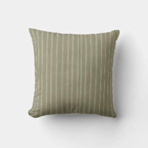 Stripe Pattern Olive Cream Throw Pillow