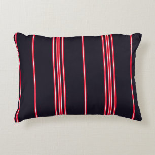 Stripe pattern with navy blue, white and red verti accent pillow