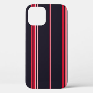 Stripe pattern with navy blue, white and red verti iPhone 12 case