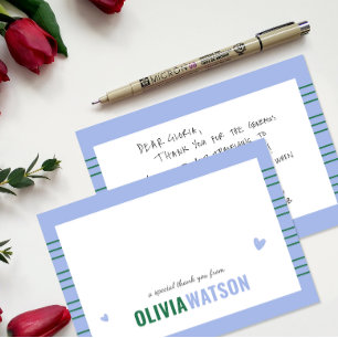 Stripe Personalized Name Thank You Appreciation Holiday Card