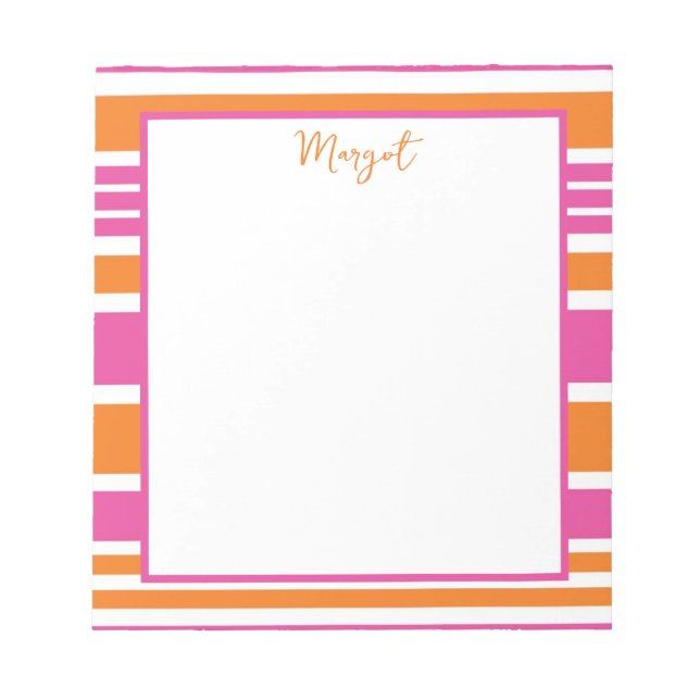 Stripe Pink and Orange Notepad (Front)