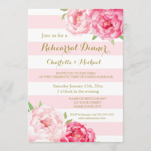 Stripe Pink Rehearsal Dinner Party Invitation