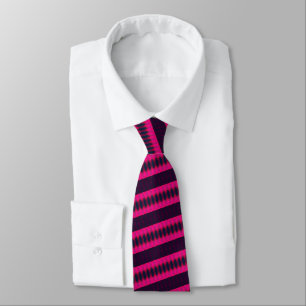 Stripe Purple Neon Black Neck Tie