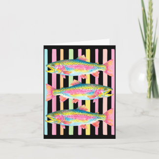 Stripe rainbow trout fishing outdoor fish summer card