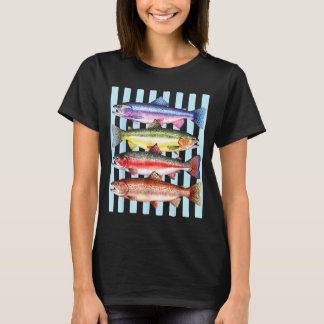 Stripe rainbow trout fishing outdoor fish summer T-Shirt