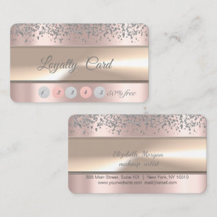 Stripe,Silver Diamonds  Rose Gold Loyalty Card