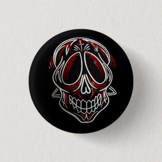 Stripe Sugar Skull 1 Inch Round Button