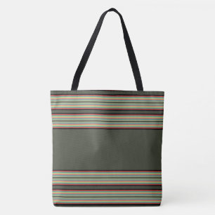 Stripe With Olive Green Tote Bag