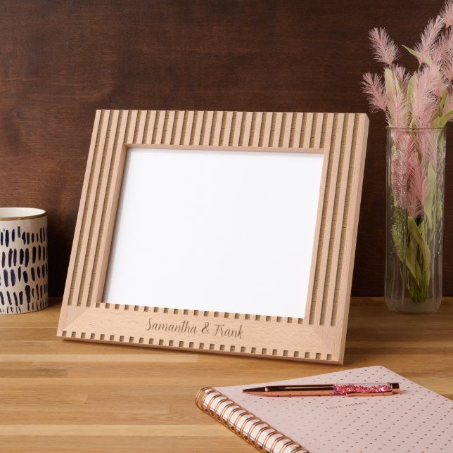 Stripe with Script Wedding Etched Frames (Left)