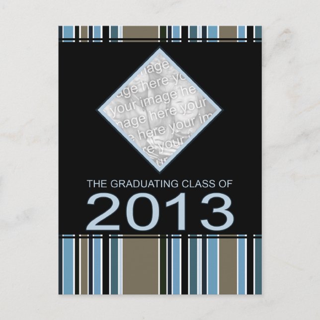 striped 2013 graduation announcement postcard (Front)