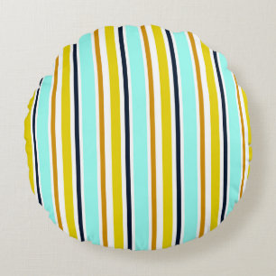 Striped abstract background with color stripes. Vi Round Pillow