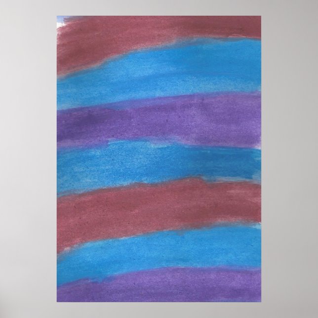 Striped Abstract Watercolor Art Poster (Front)