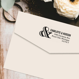 Striped Ampersand Wedding Return Address Self-inking Stamp