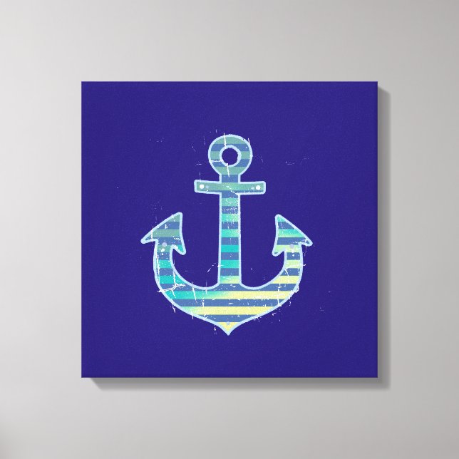 striped anchor blue decorative canvas print (Front)