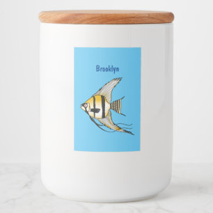 Striped angelfish cartoon illustration food label
