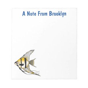 Striped angelfish cartoon illustration notepad