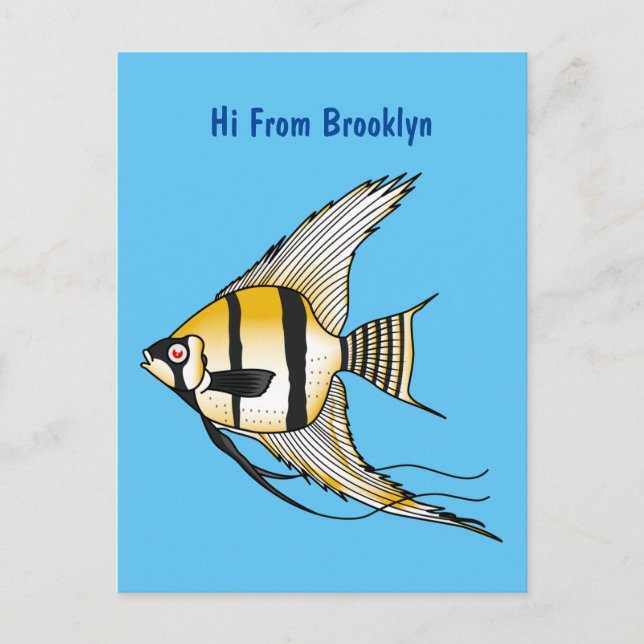 Striped angelfish cartoon illustration postcard (Front)