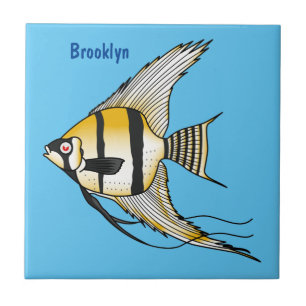 Striped angelfish cartoon illustration tile