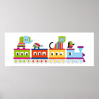 Striped Animal Train Poster