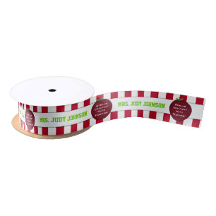 Striped Apple Best Teacher Personalized Ribbon Satin Ribbon