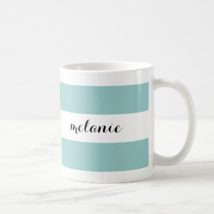 Striped Aqua Personalized Mug
