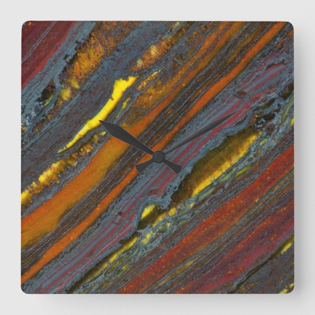 Striped Australian Tiger Eye Square Wall Clock (Front)