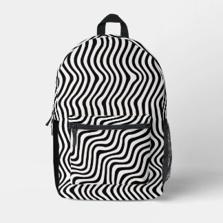 Striped B&W Printed Backpack
