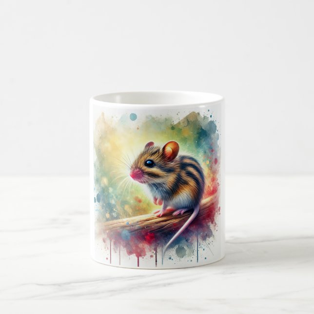 Striped Back Mouse 060724AREF114 - Watercolor Coffee Mug (Center)