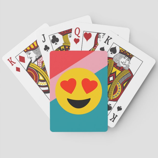 Striped Background Love Emoji Playing Cards (Back)