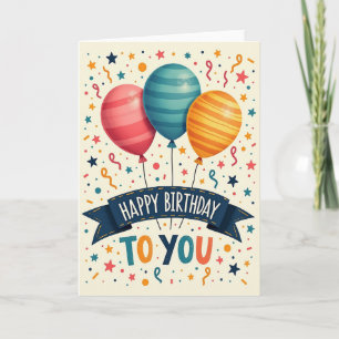 Striped Balloons Birthday Card